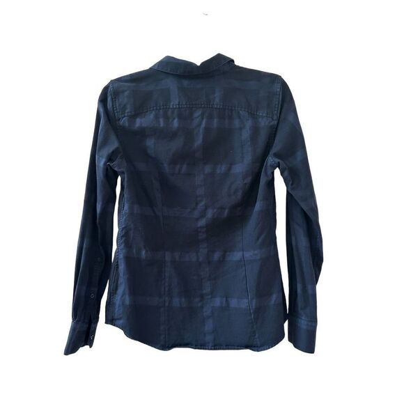 Brooks Brothers Tailored-Fit Checked Cotton Jacquard Shirt Women's Navy Size 2 - Picture 2 of 4